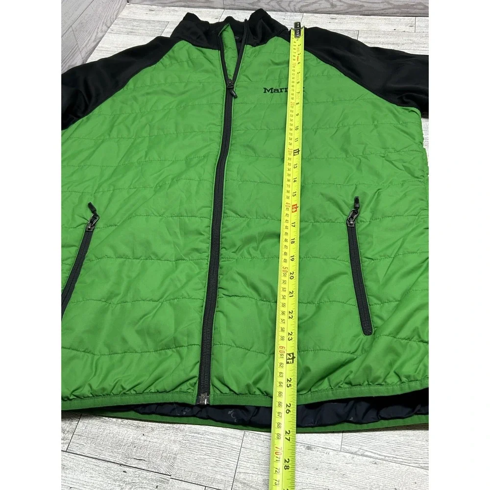 Marmot Mens‎ Jacket Size MEDIUM Green Black Full Zip Light Puffer Preppy Outdoor